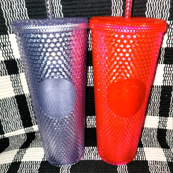 Starbucks Other - Silver and Pink Starbucks Studded Tumblers